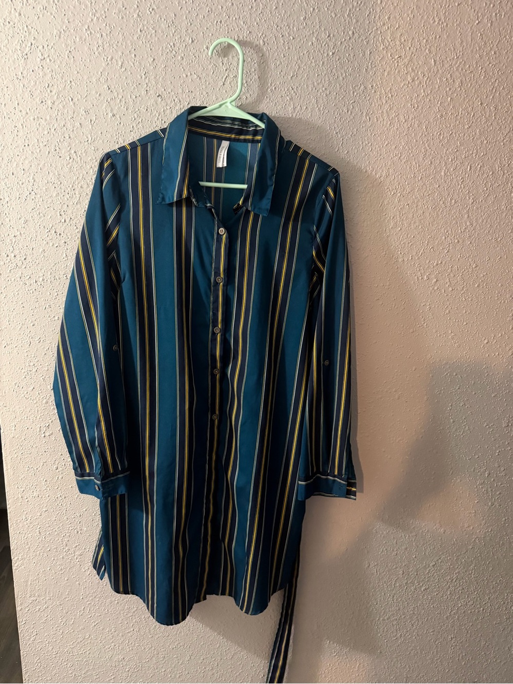 Live 4 Truth Teal Button-Down Tunic with Yellow and Black Stripes